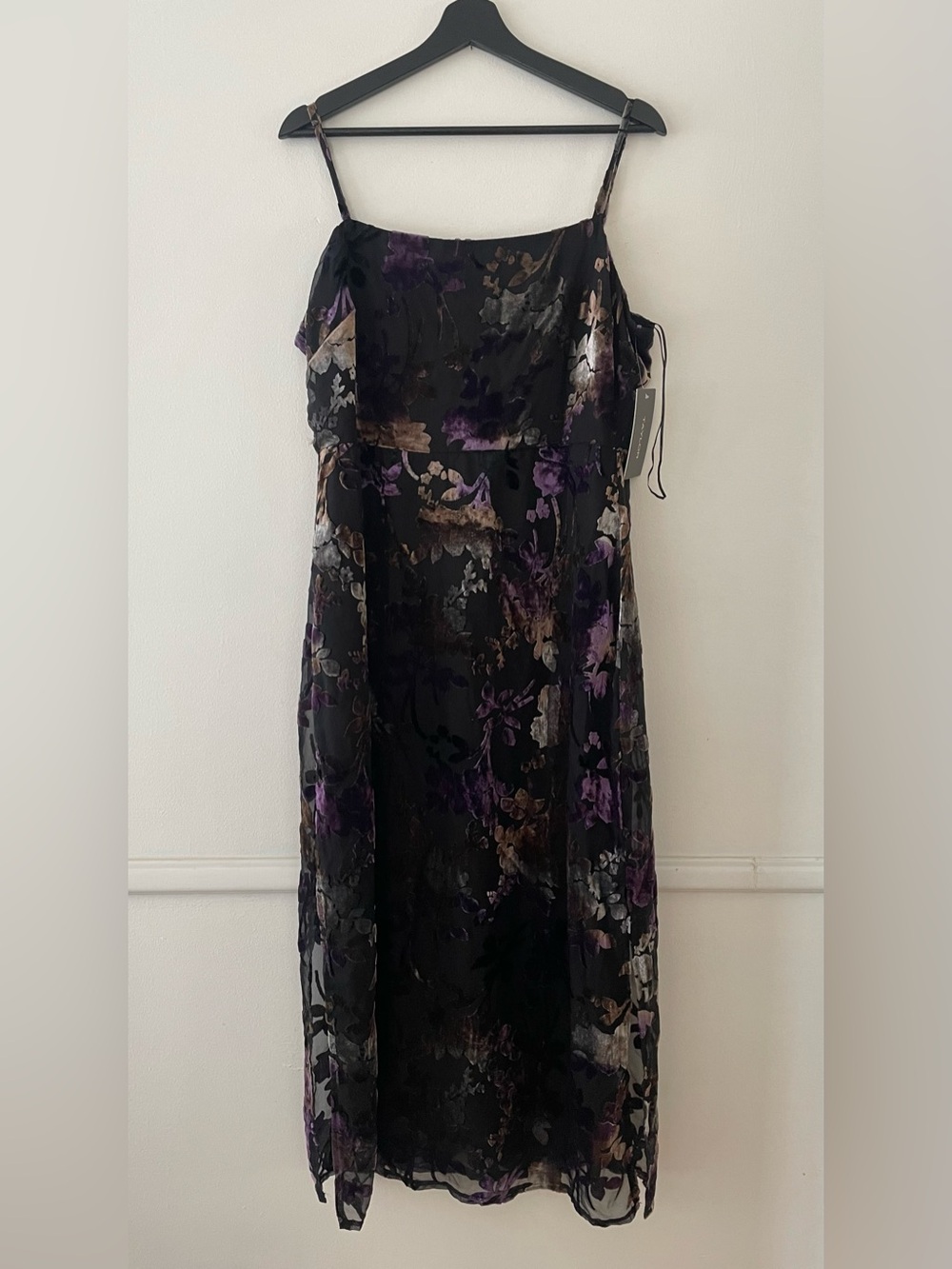 TAYLOR Velvet Burnout Floral Square Neck Dress Size 14